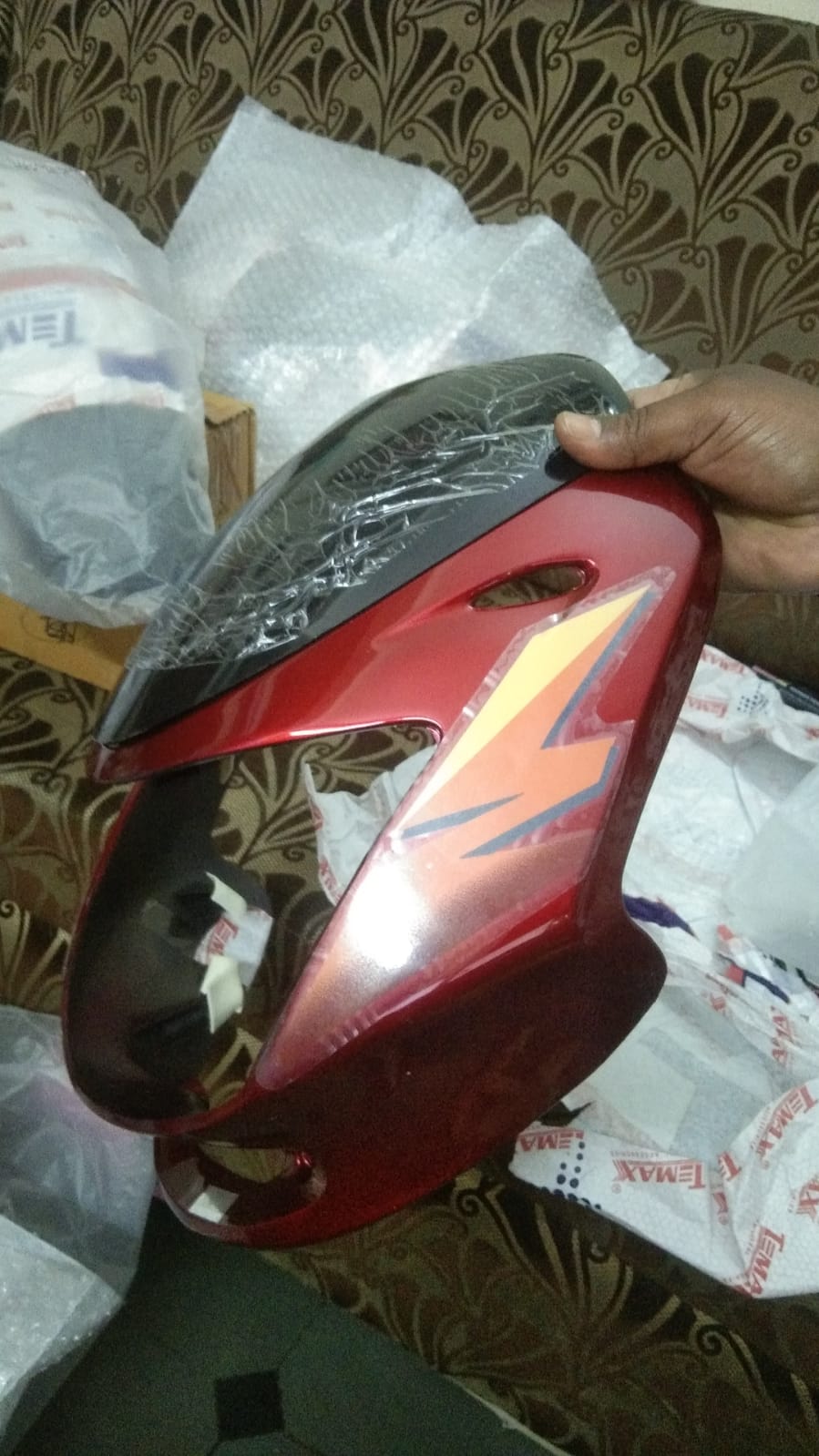 Bajaj Caliber Croma Headlight Visor Mask Fairing Red Bajaj Caliber Croma Headlight Visor Mask Fairing Red